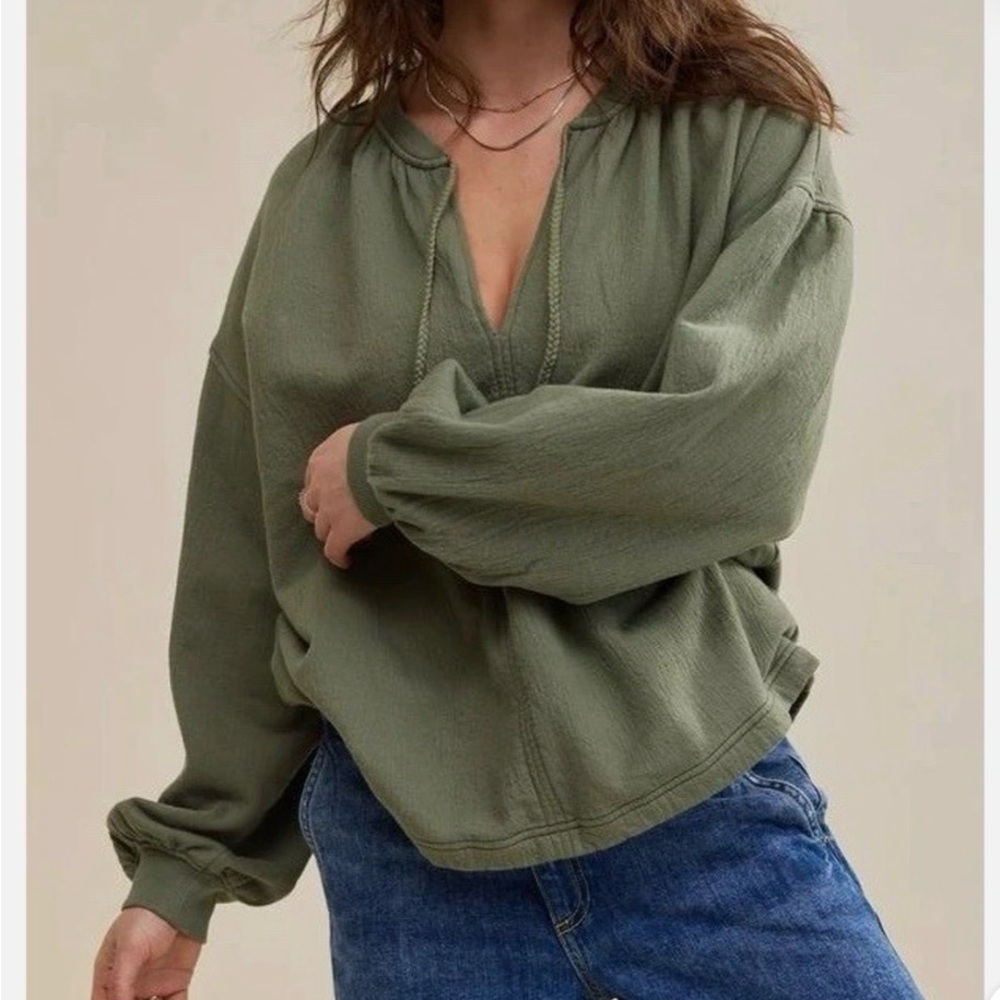 aerie Olive Green Oversized Sweatshirt